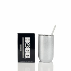 16oz Sublimatable Straight GLITTER WINE Glass - WHITE