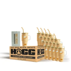 32oz GLASS MUG W/ HANDLE & SLEEVE CASE - TAN (20 UNITS)