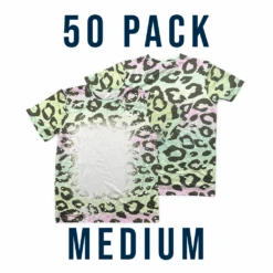 Bulk Deal: Lot Of 50 SUBLIMATABLE BLEACHED T-SHIRTS -The Stainless Depot BLEACHUNICHEETAHMEDIUM