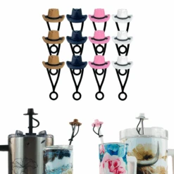 SILICONE STRAW TOPPER - 12 PACK -The Stainless Depot COWBOY HAT STRAW TOPPER 12 PACK 1