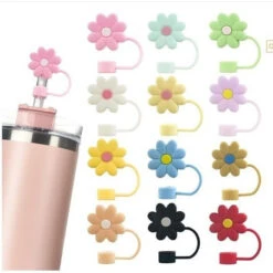 SILICONE STRAW TOPPER - 12 PACK -The Stainless Depot FlowerStrawTopper 1 1 1