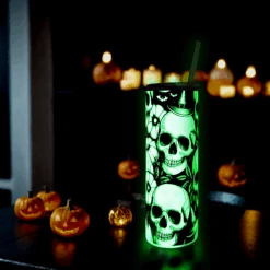 20oz SUBLIMATABLE GLOW SKINNY TUMBLER -The Stainless Depot Glow skulls